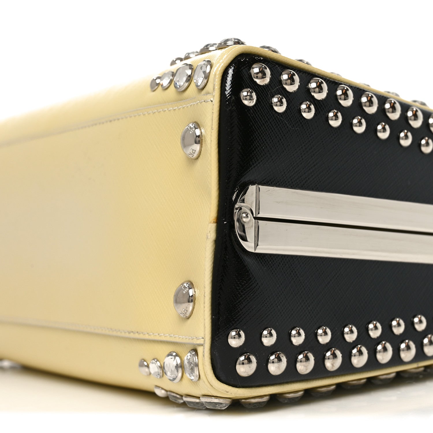 Prada Saffiano Lux Crystal Pyramid Bag Talco Black