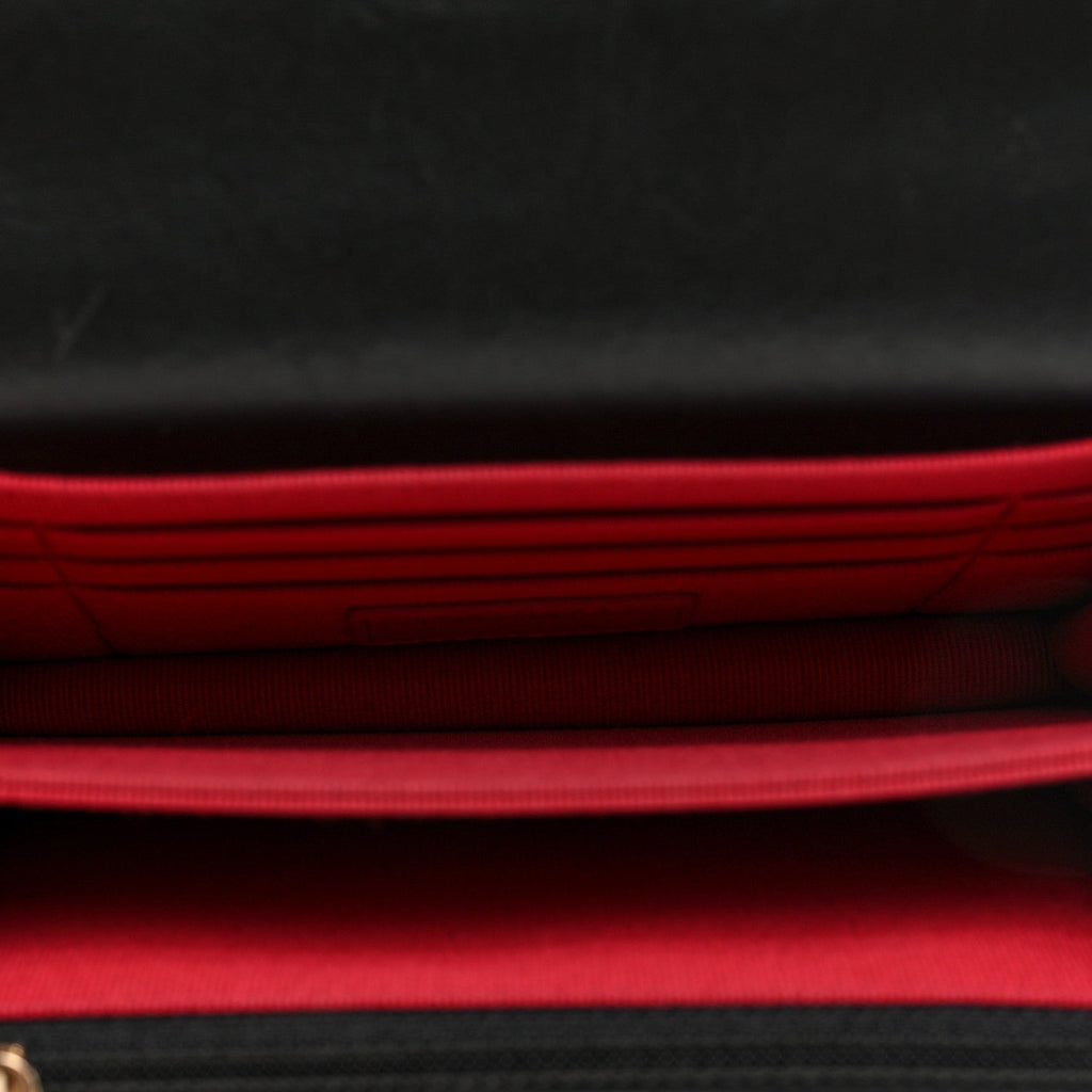 Chanel Lambskin Enamel Quilted Pending CC Clutch With Chain Black