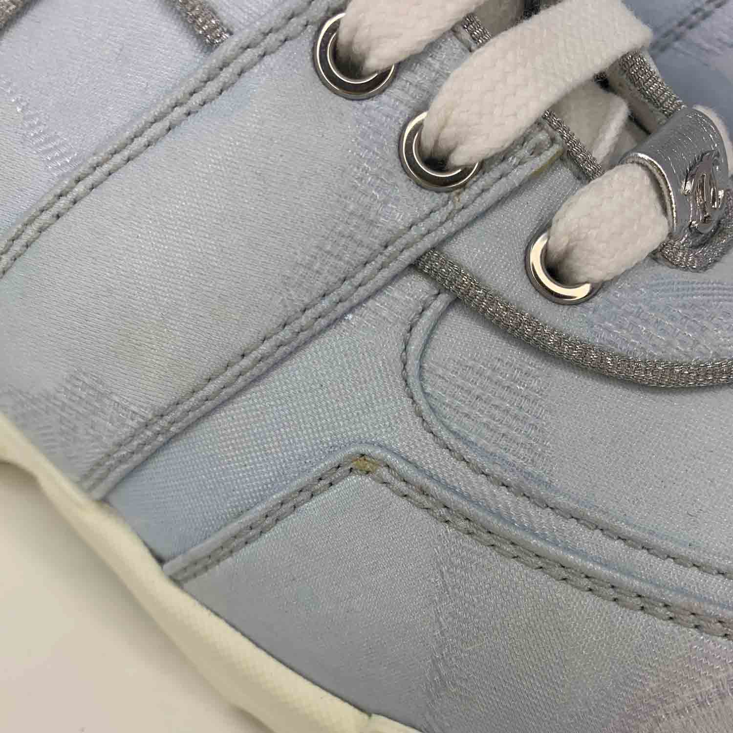 Chanel Shoes CC Low-Top Sneakers Sky Blue Sz 37