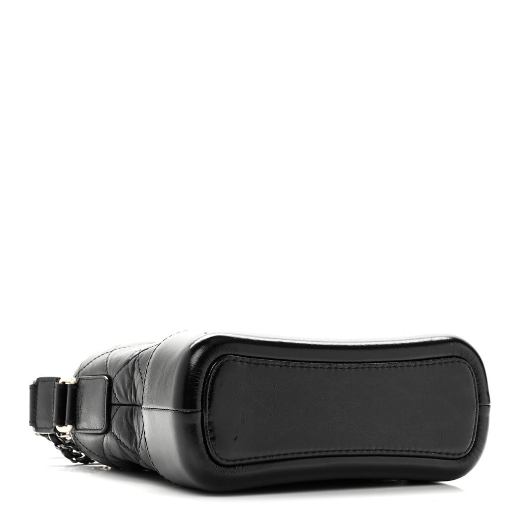 Chanel Aged Calfskin Quilted Small Gabrielle Hobo Black