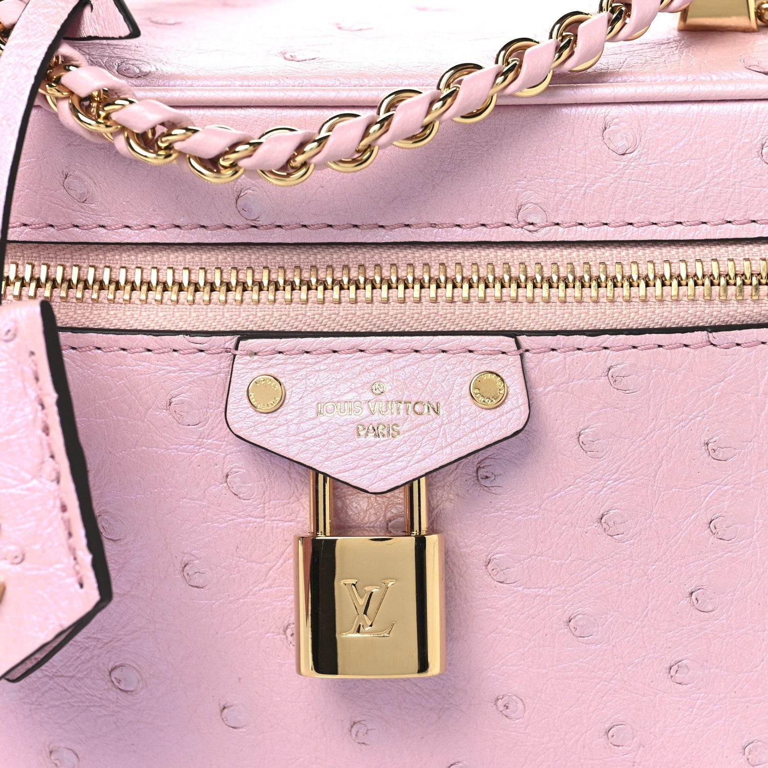 Louis Vuitton Ostrich Vanity Chain Pouch Pink