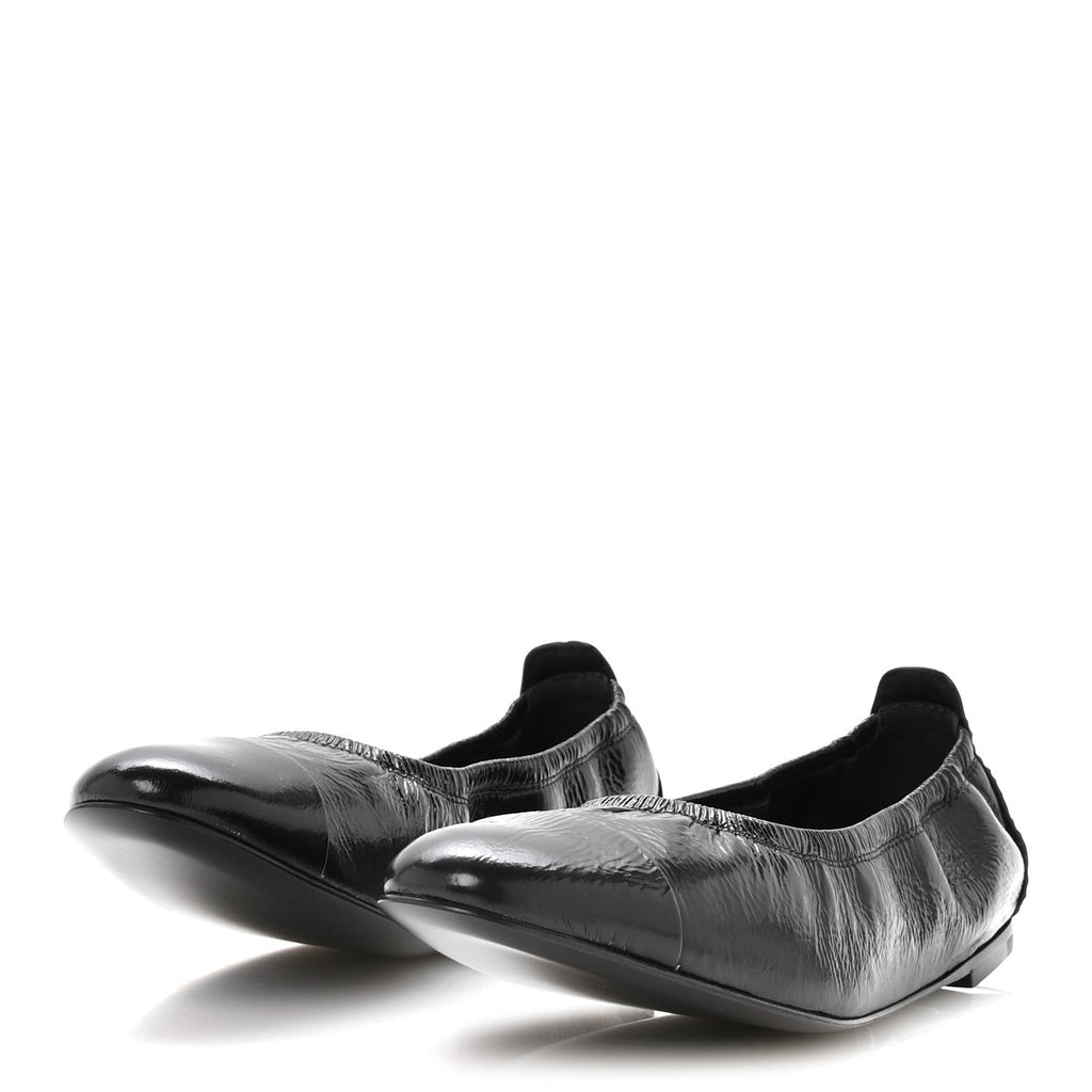 Lambskin Shiny Goatskin Calfskin Ballerina Flats 39.5 Black