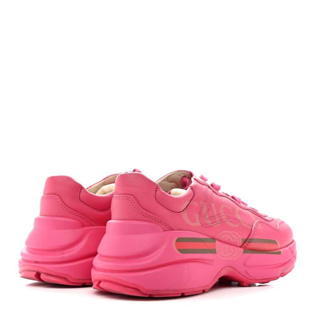 Gucci Calfskin Logo Womens Rhyton Sneakers 35 Box Pink