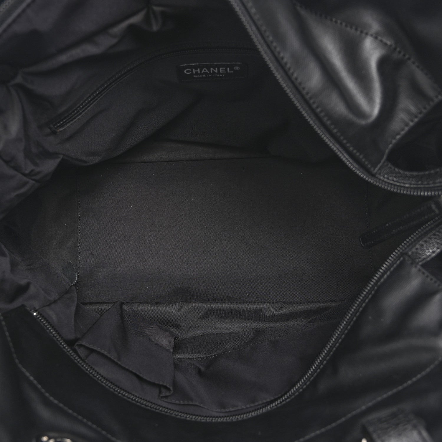Chanel Coated Canvas Quilted Large Paris Biarritz Tote Black
