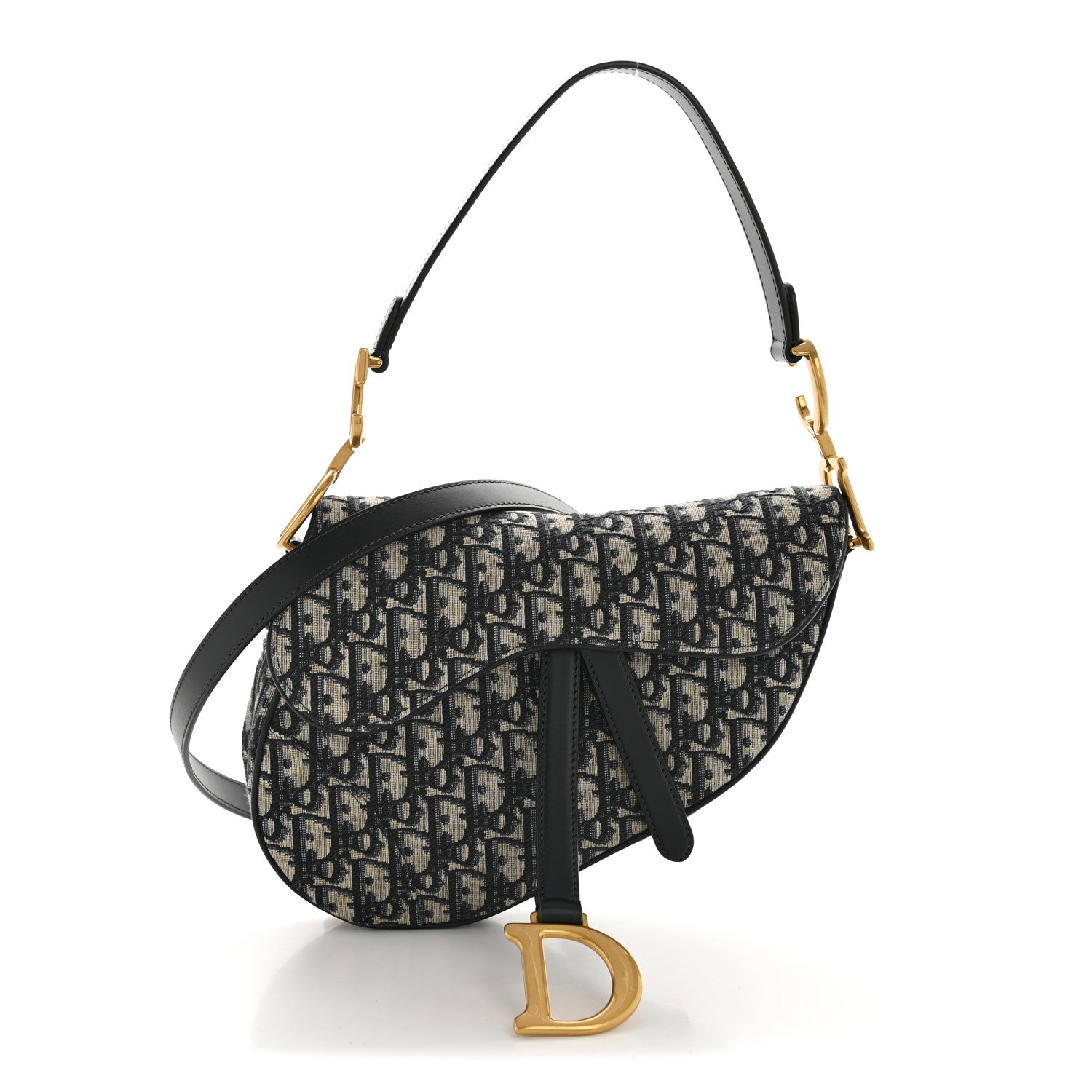 Christian Dior Oblique Saddle Bag With Strap Blue