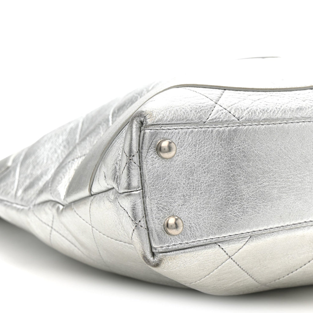 Chanel Metallic Calfskin Stitched CC Club Monaco Tote Silver