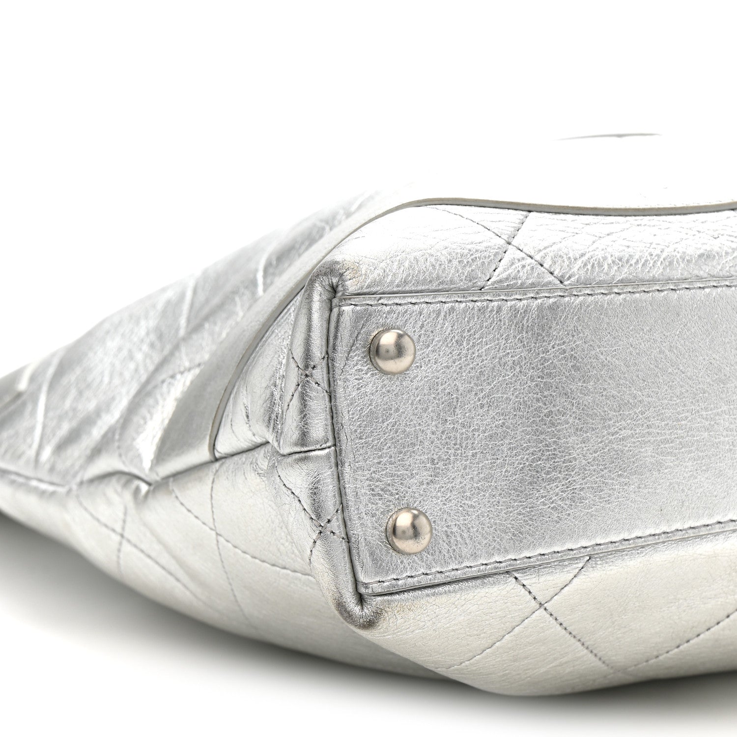 Chanel Metallic Calfskin Stitched CC Club Monaco Tote Silver