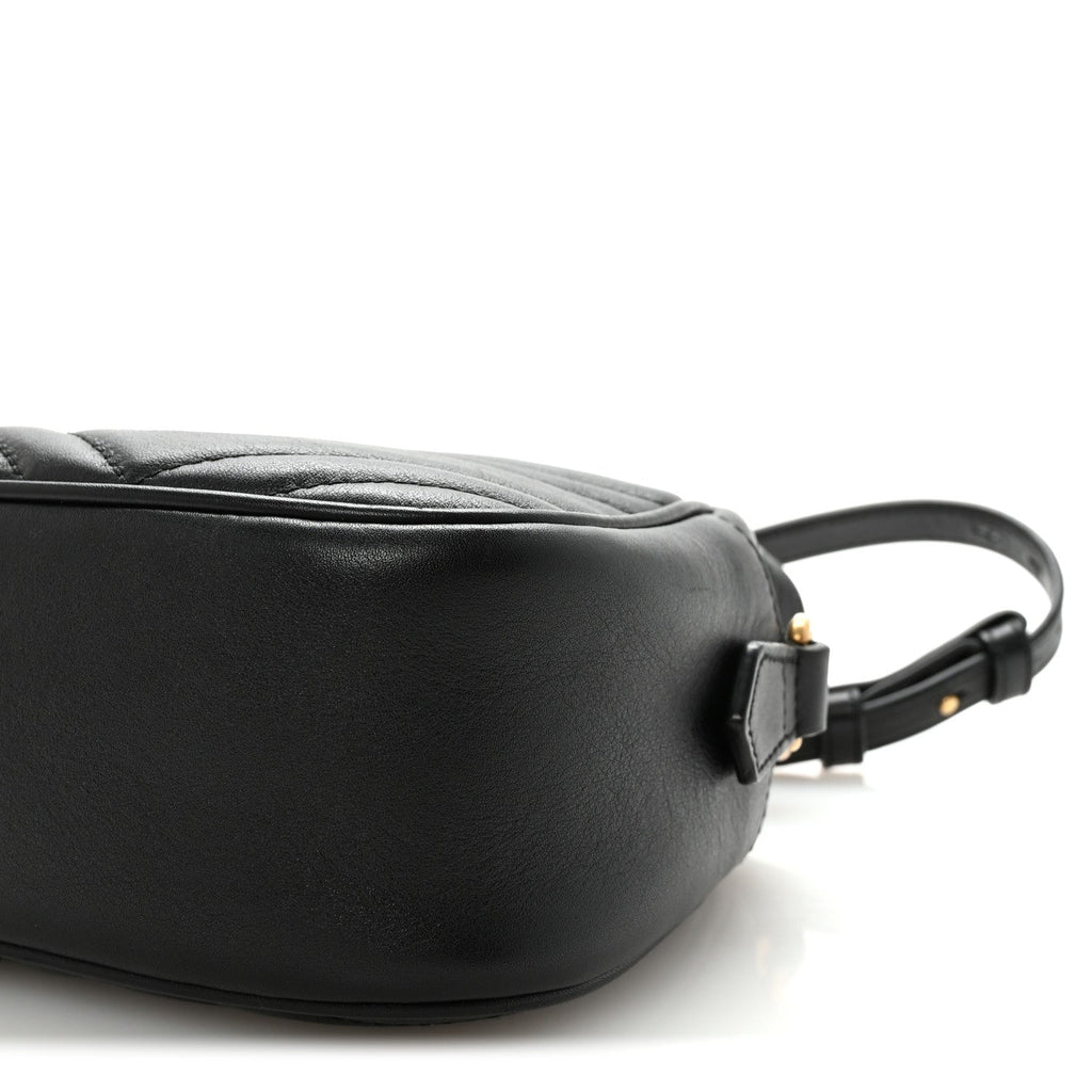 Gucci Calfskin Matelasse Small GG Marmont Chain Shoulder Bag Black