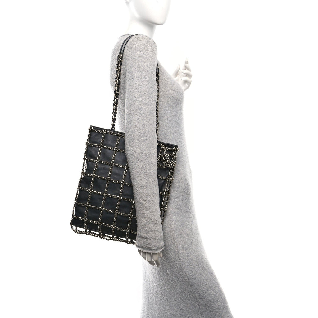 Chanel Lambskin Large Shopping Chain Tote Black