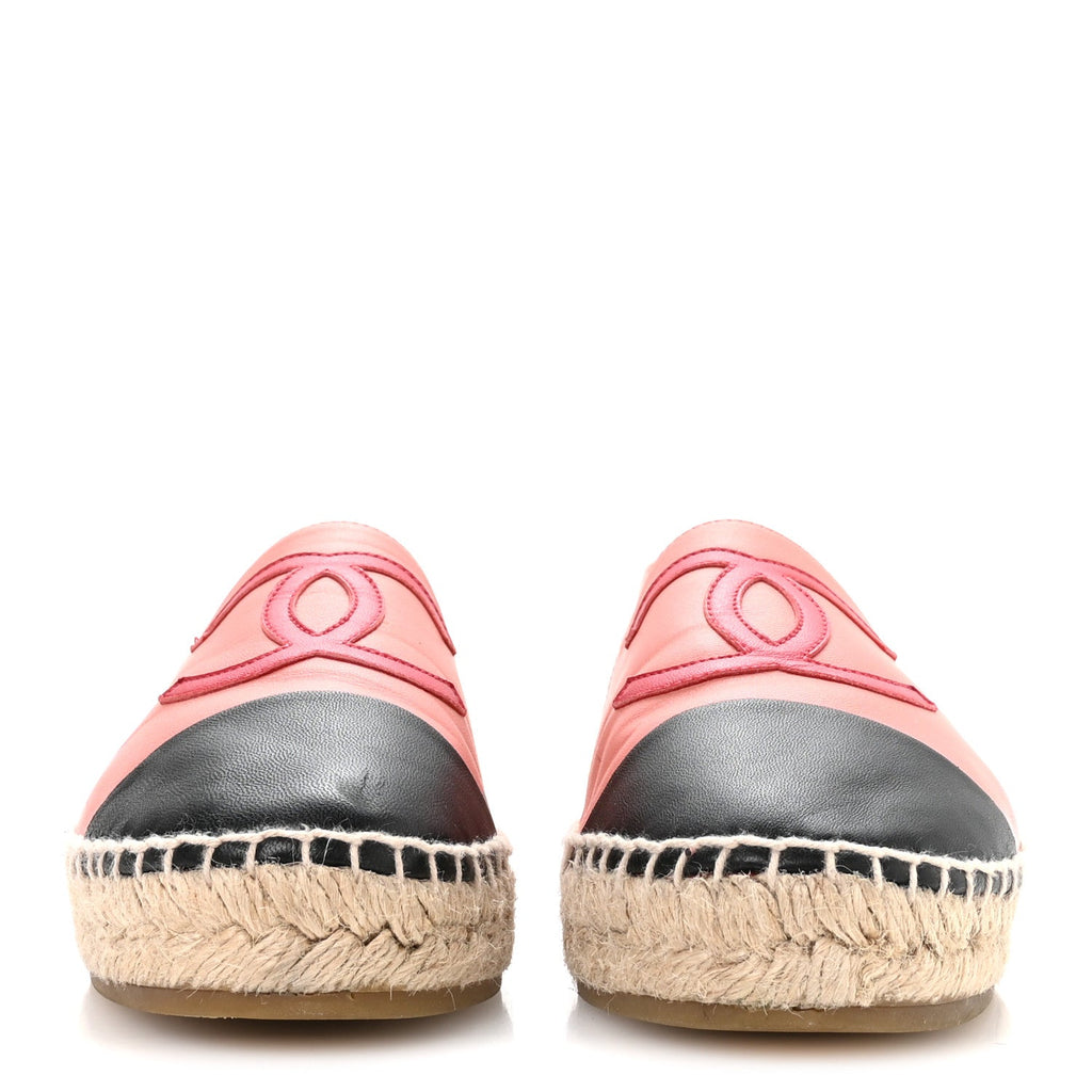 Lambskin CC Espadrilles 38 Pink Red Black