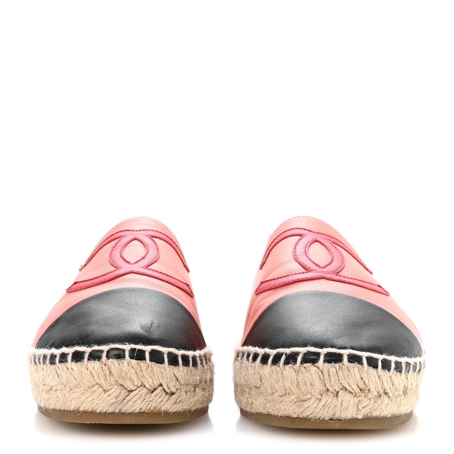 Lambskin CC Espadrilles 38 Pink Red Black