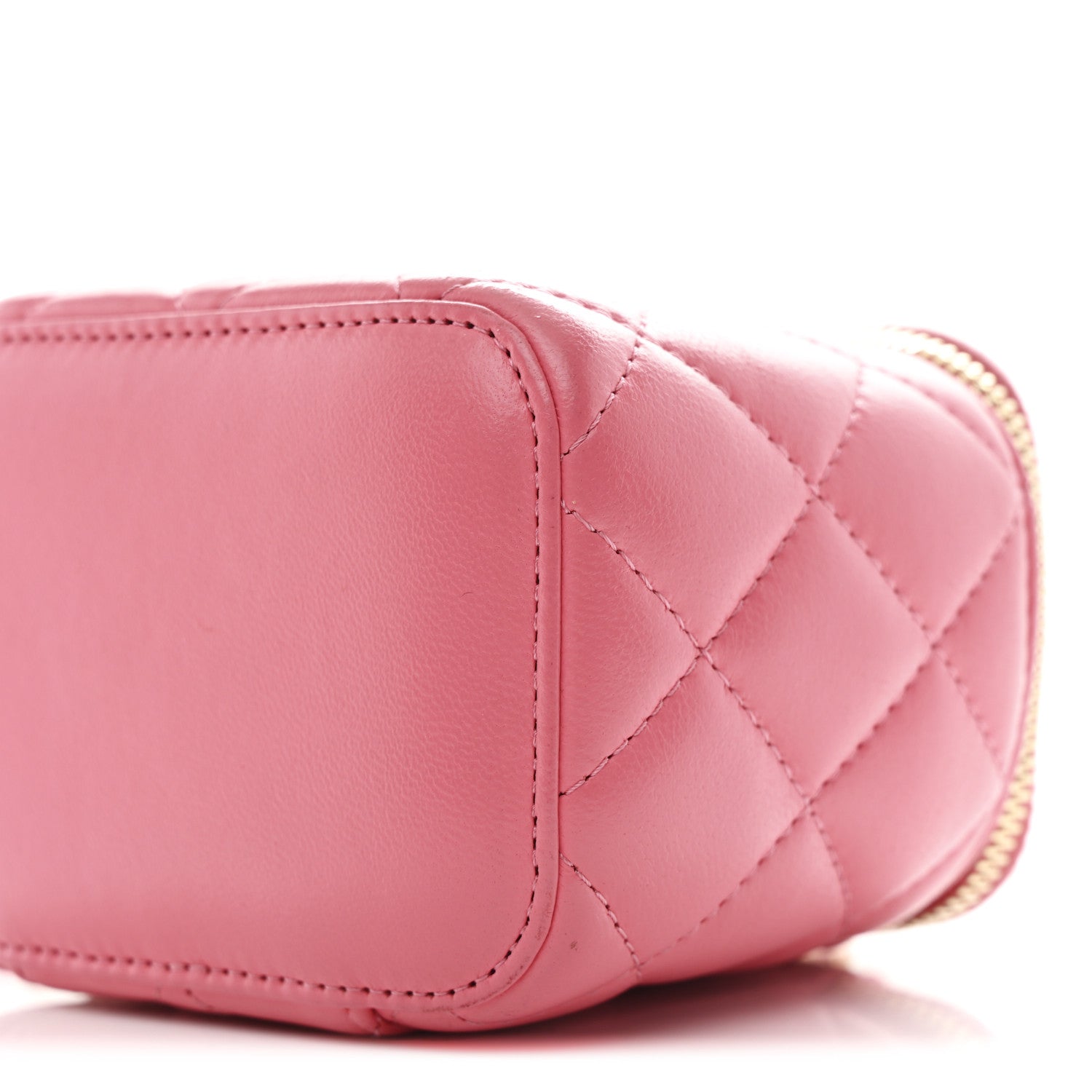 Chanel Lambskin Quilted Pearl Crush Mini Vanity Case With Chain Dark Pink