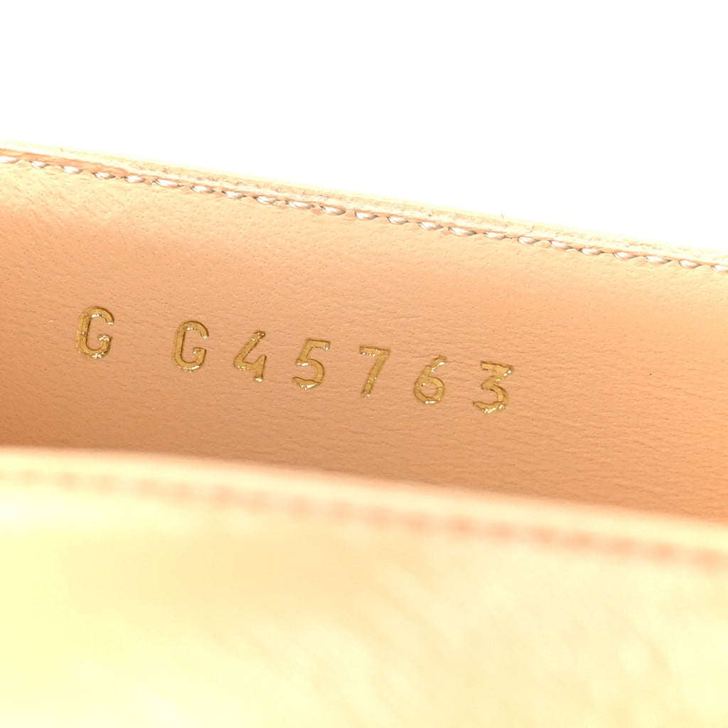 Chanel Shiny Lambskin Grosgrain Pointed Toe CC Ballet Flats 37.5 Beige Black