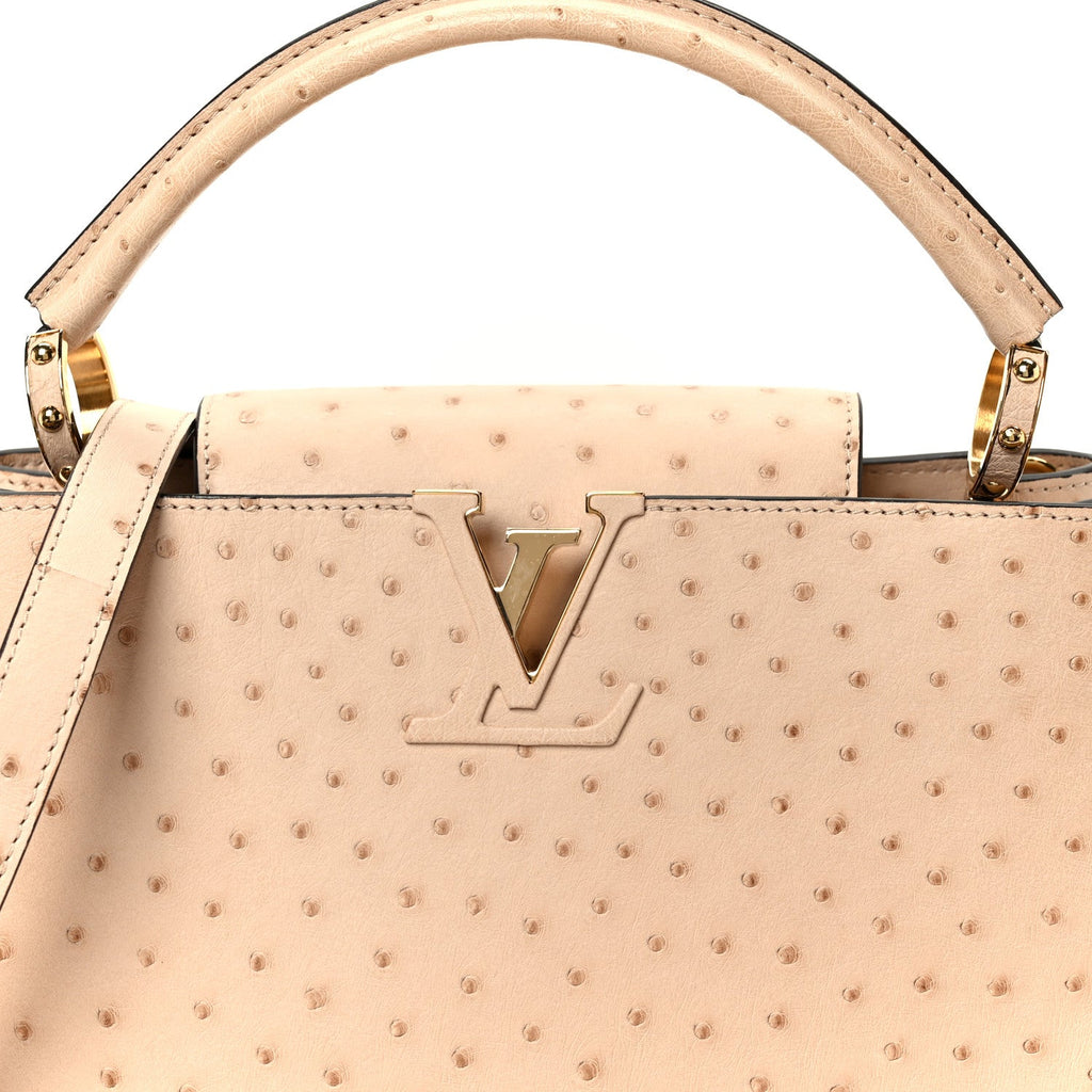 Louis Vuitton Ostrich Capucines PM Rose Champagne