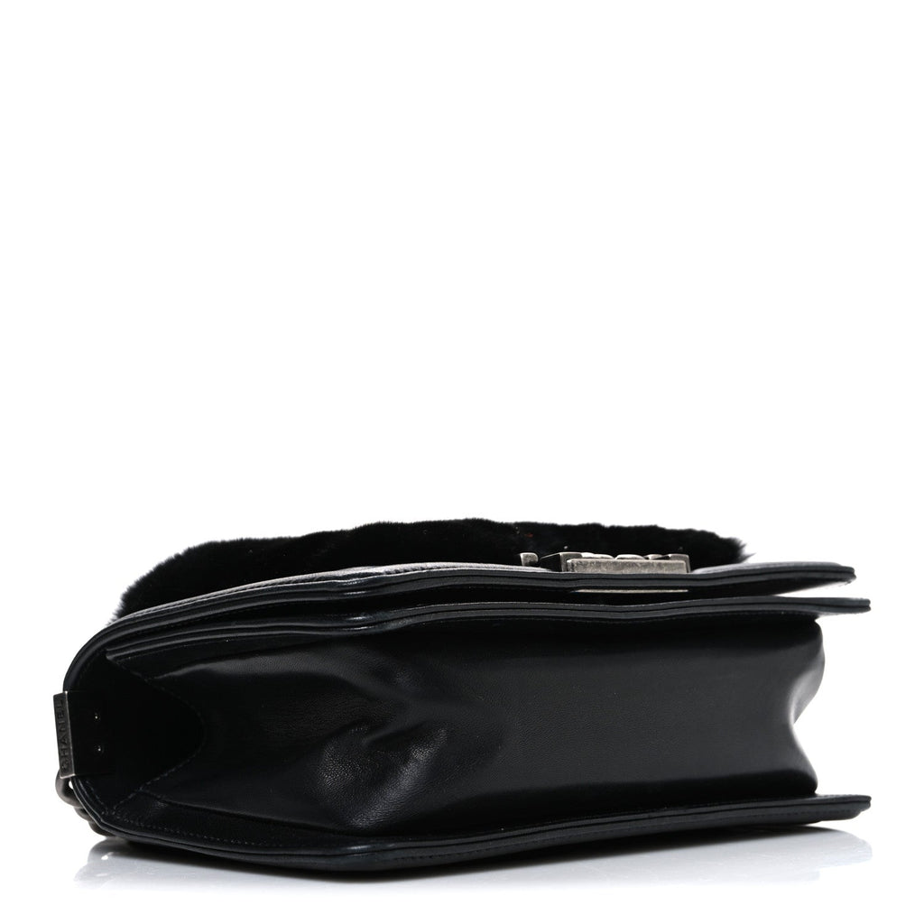 Chanel Orylag Rabbit Fur Calfskin Small Boy Flap Black