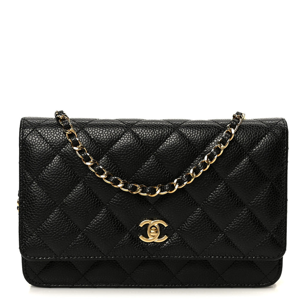 Chanel Caviar Quilted CC Turnlock Wallet On Chain WOC Black