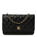 Chanel Caviar Quilted CC Turnlock Wallet On Chain WOC Black