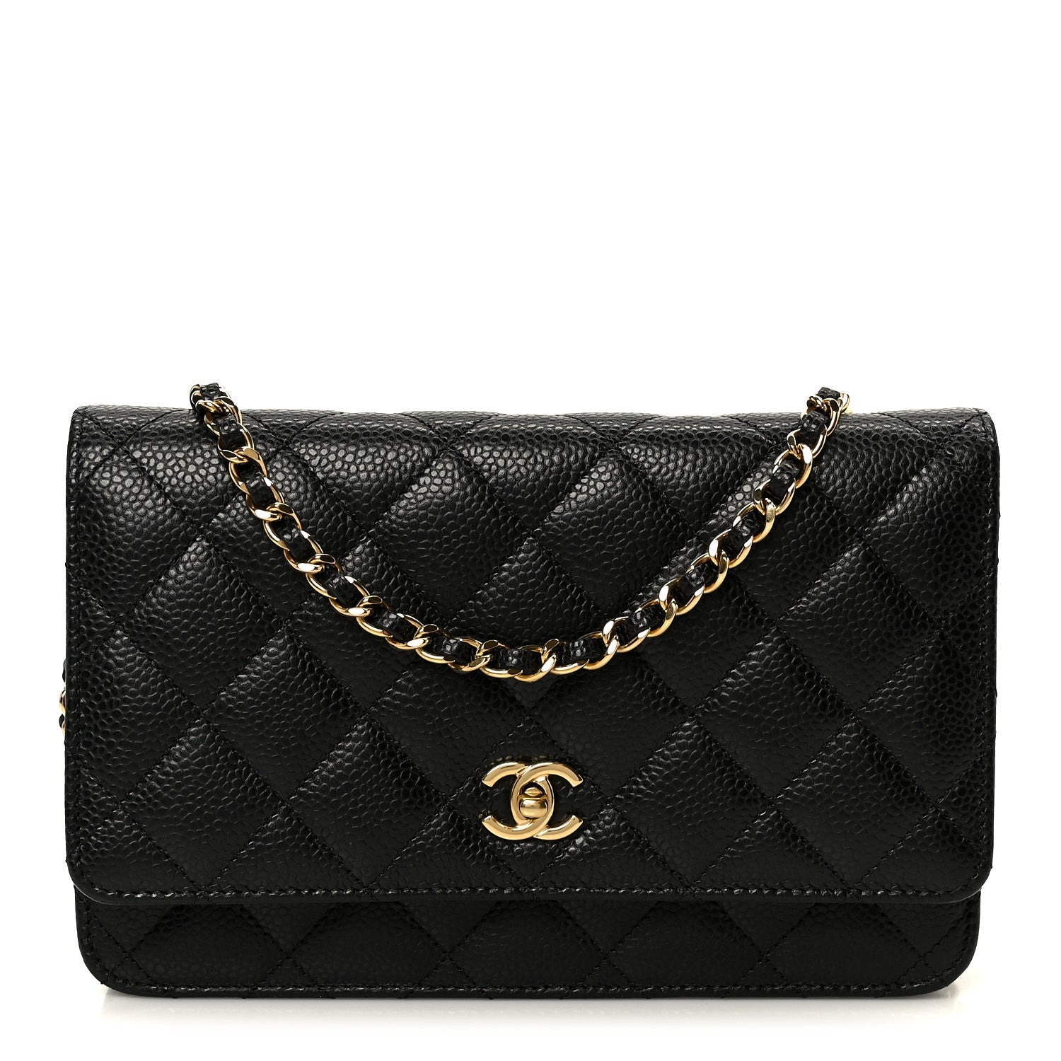 Chanel Caviar Quilted CC Turnlock Wallet On Chain WOC Black