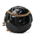 Chanel Patent Lambskin Camellia Bouquet Clutch With Chain Black