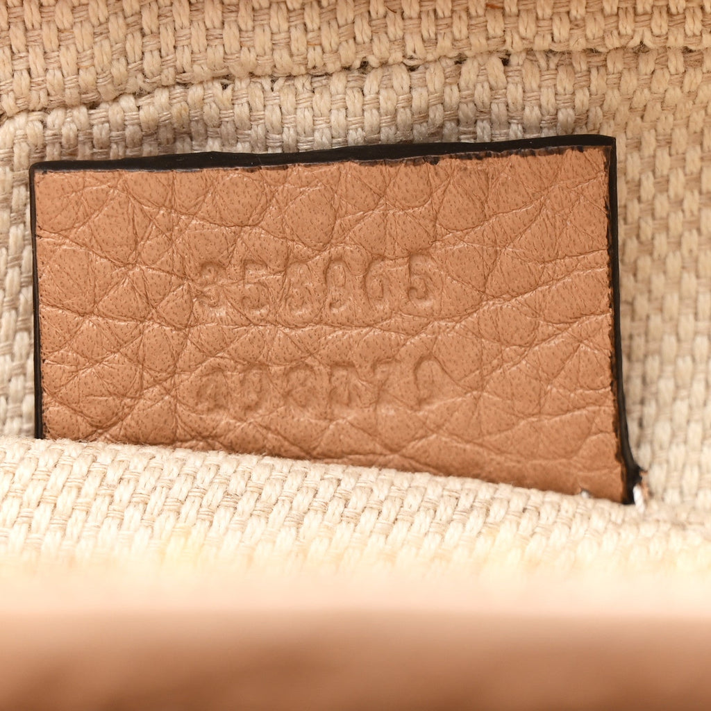 Gucci Pebbled Calfskin Mini Soho Chain Bag Camelia