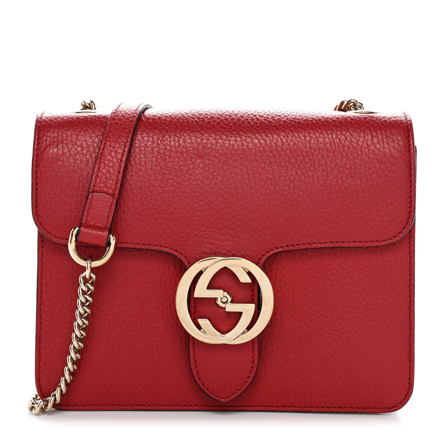 Gucci Dollar Calfskin Small Interlocking G Shoulder Bag Red