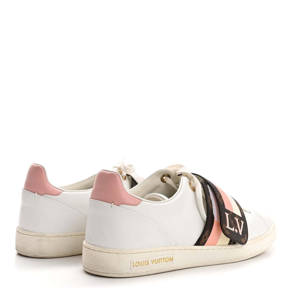 Louis Vuitton Calfskin Monogram Striped Frontrow Sneakers 38.5 White