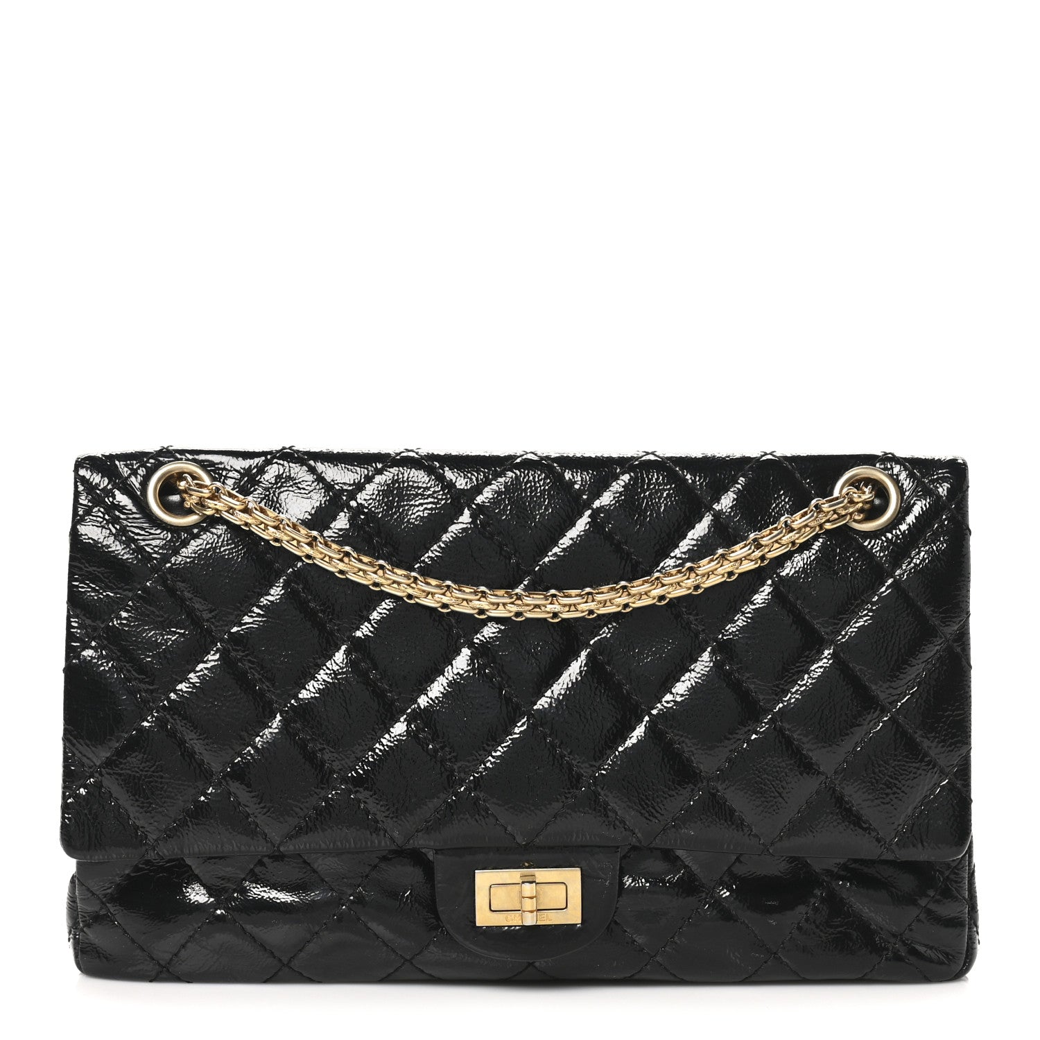 Chanel Distressed Patent Quilted 2.55 Reissue 226 Flap Black