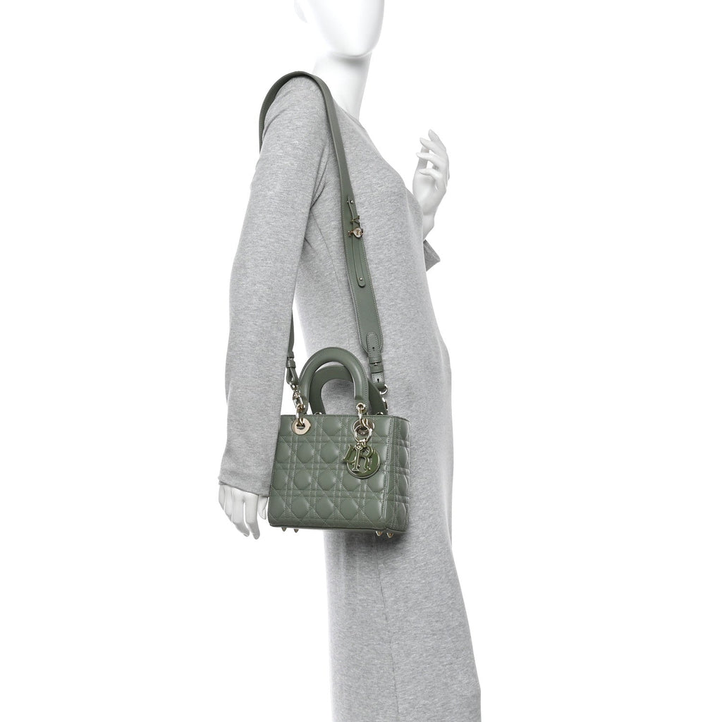 Christian Dior Lambskin Cannage Small My ABCDior Lady Dior Peyote Green