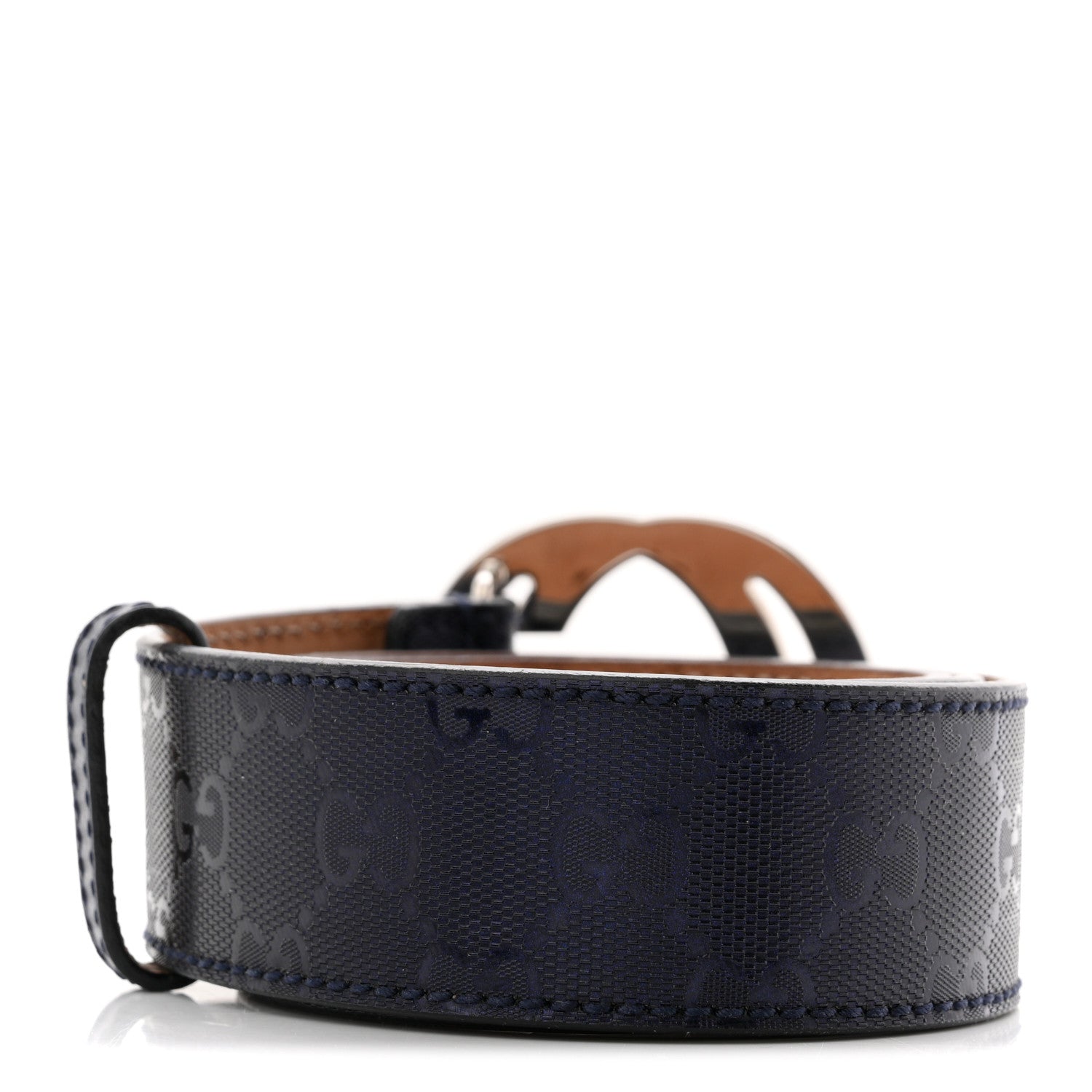 Gucci Imprime Monogram Interlocking G Belt 85 34 Navy