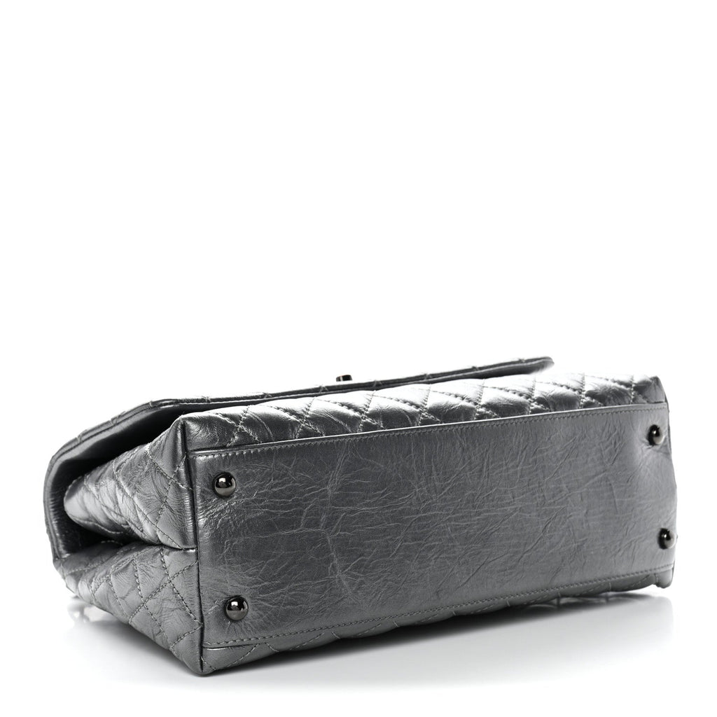 Chanel Metallic Aged Calfskin Quilted Small Coco Handle Flap Charcoal