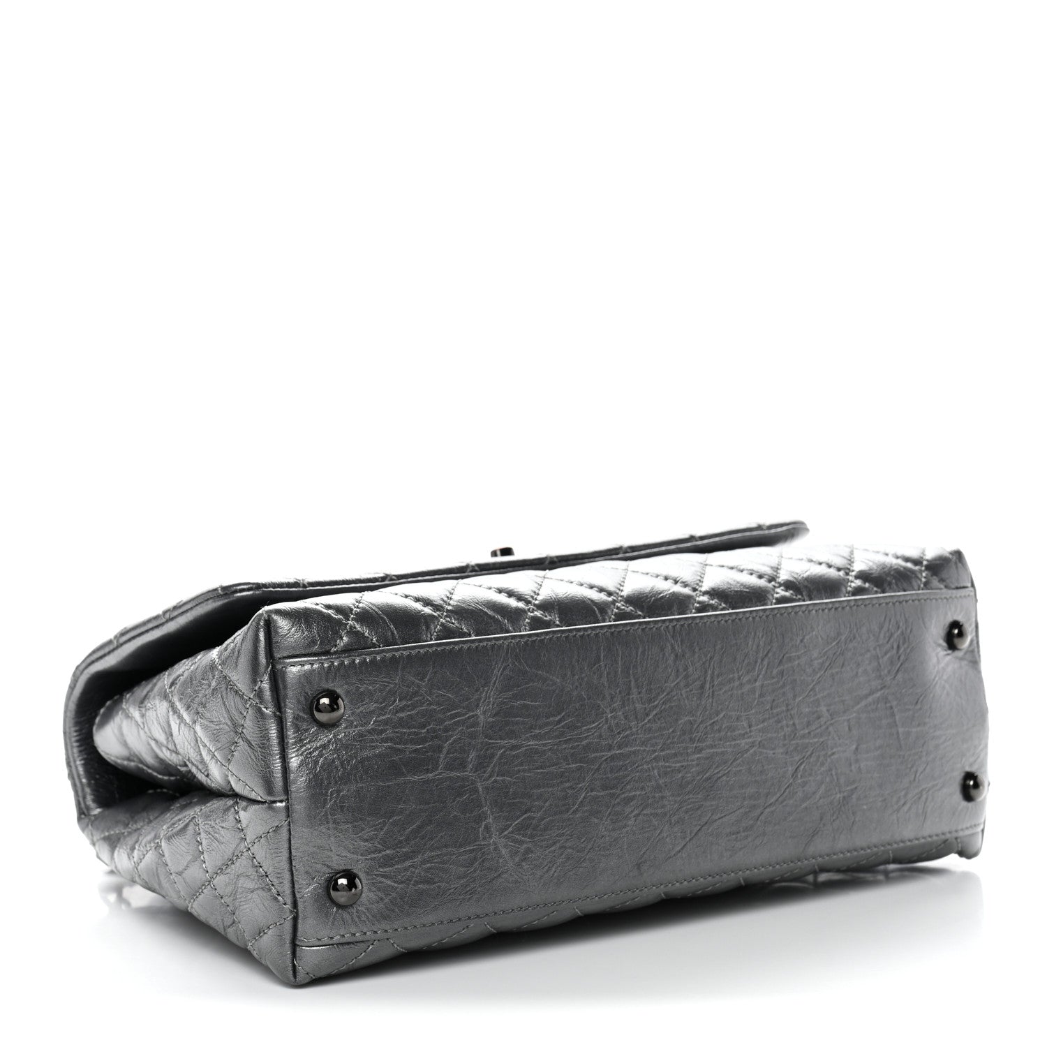Chanel Metallic Aged Calfskin Quilted Small Coco Handle Flap Charcoal
