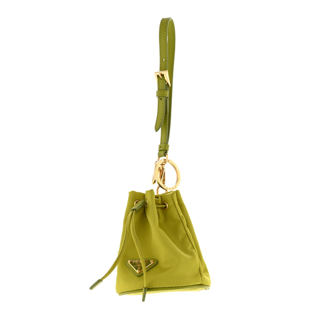 Prada Re-Nylon Saffiano Mini Icon Keychain Charm Edera