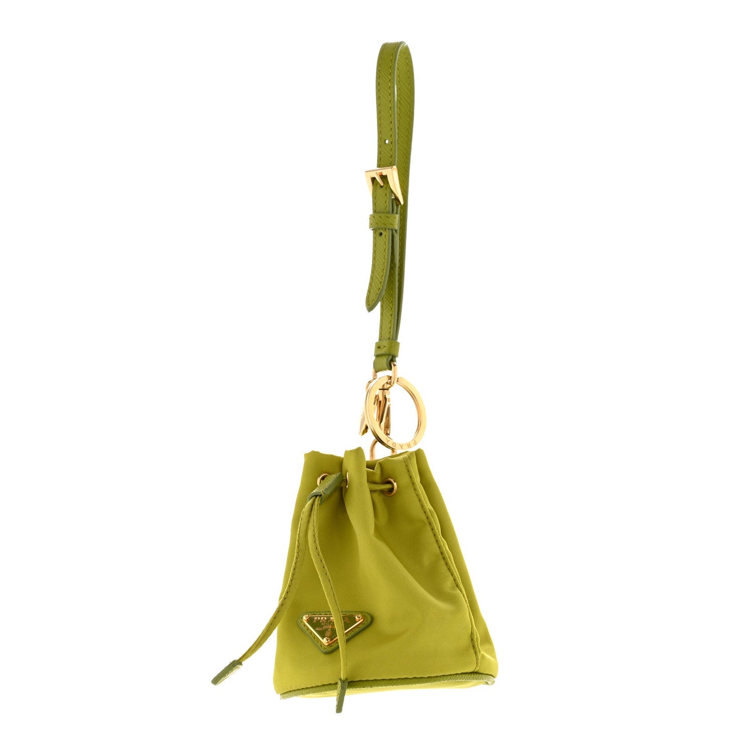 Prada Re-Nylon Saffiano Mini Icon Keychain Charm Edera
