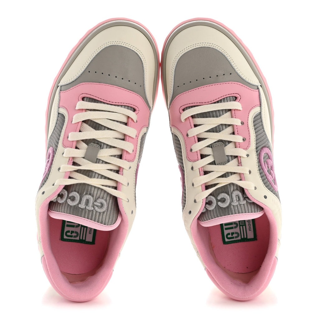 Gucci Dali Soft Calfskin Womens Mac80 Sneakers 38.5 Off White Grey Sky Light Rose