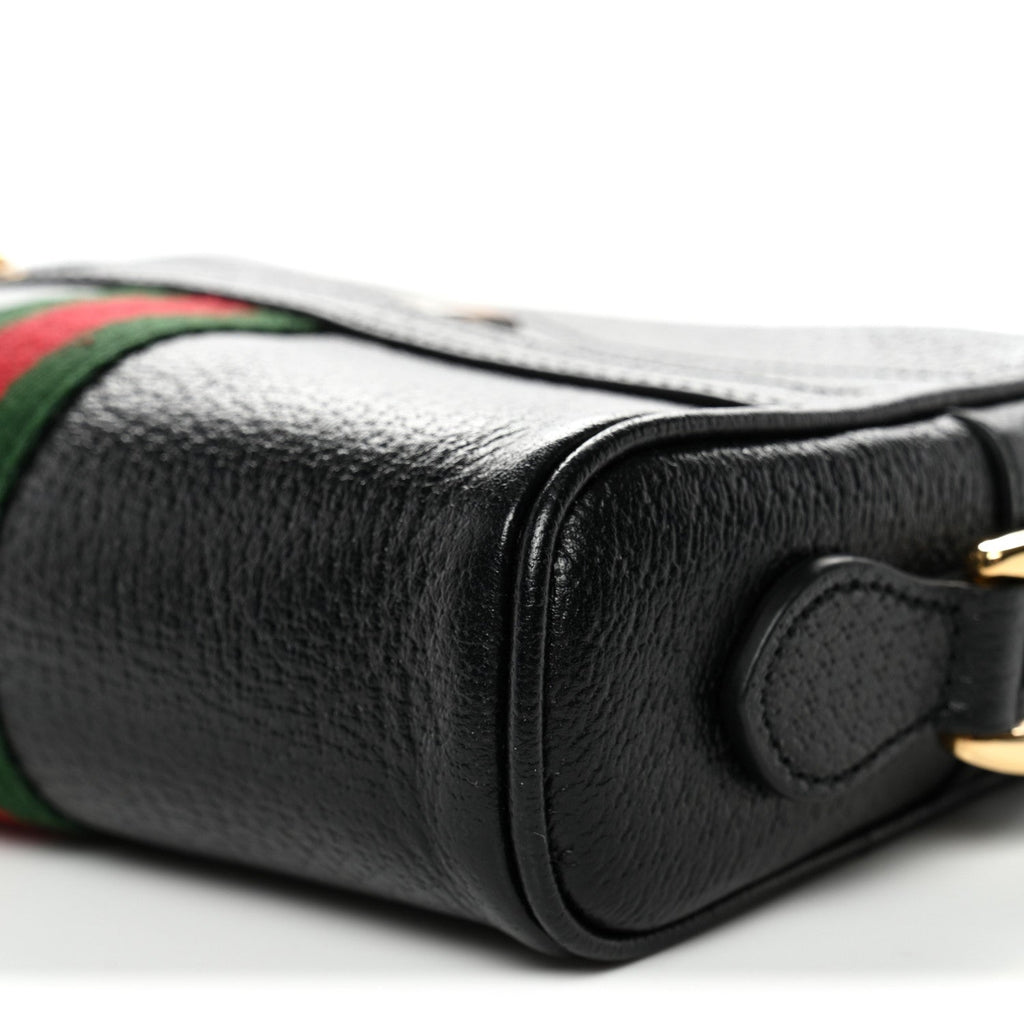 Gucci Calfskin Web Mini Ophidia Shoulder Bag Black