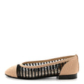 Raffia Cap Toe Ballerina Flats 37 Black Beige