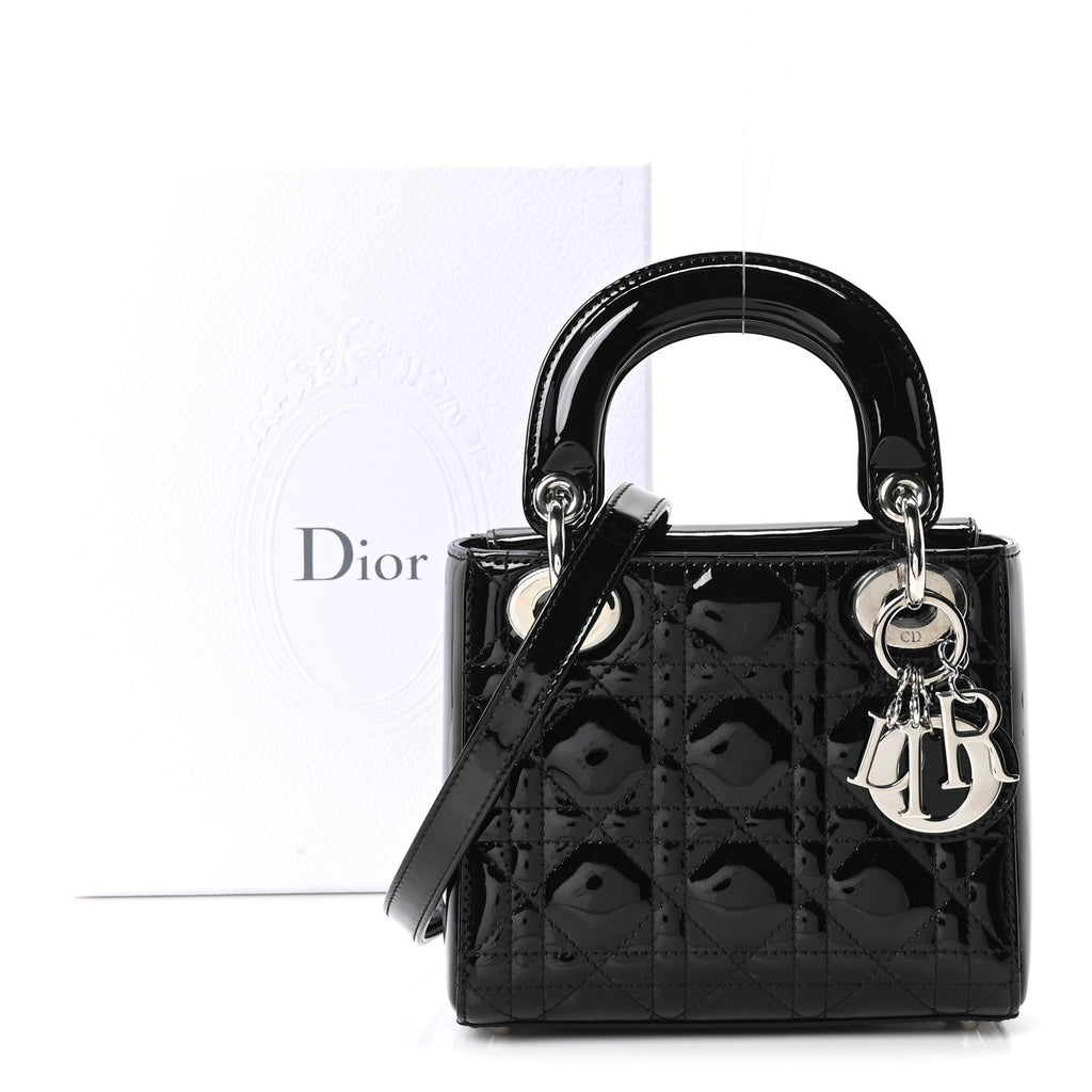 Christian Dior Patent Cannage Mini Lady Dior Black
