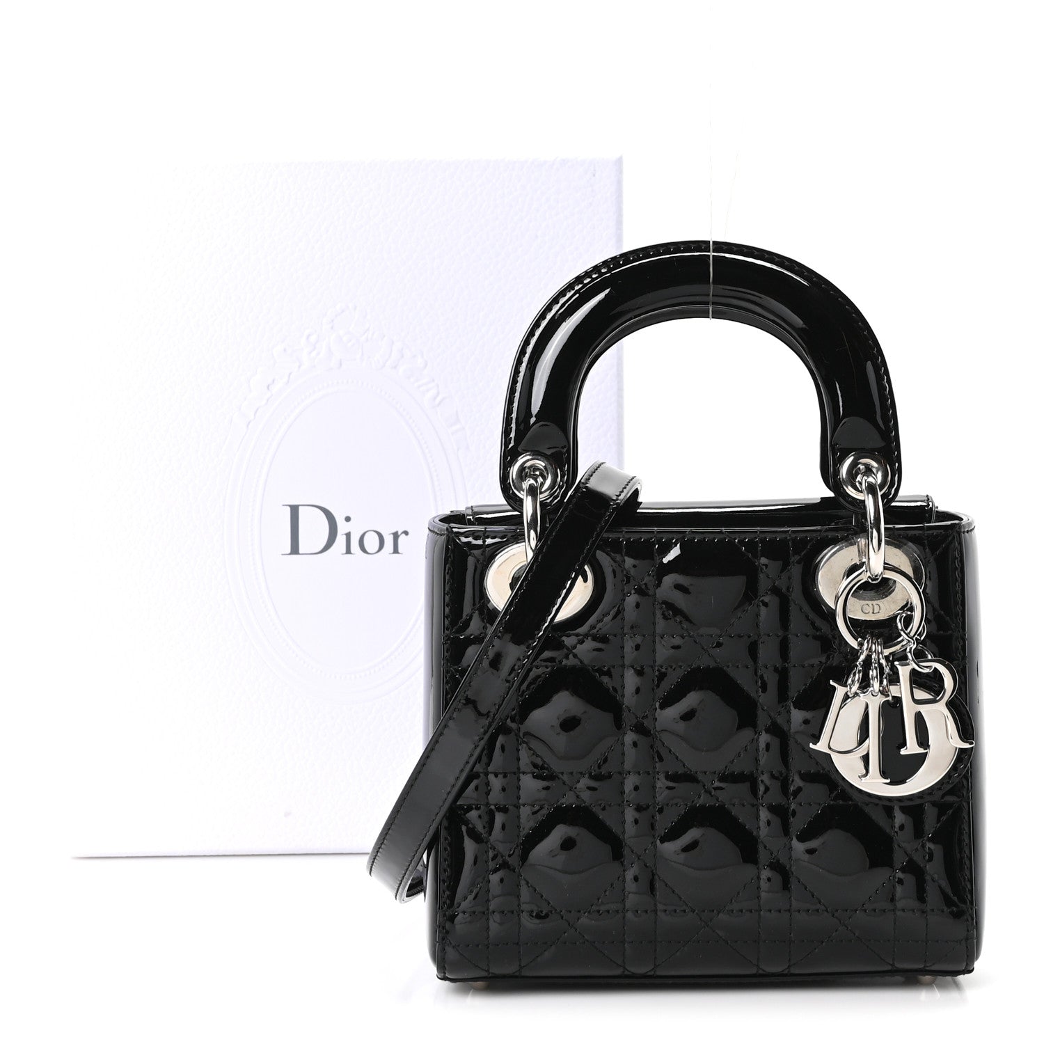 Christian Dior Patent Cannage Mini Lady Dior Black