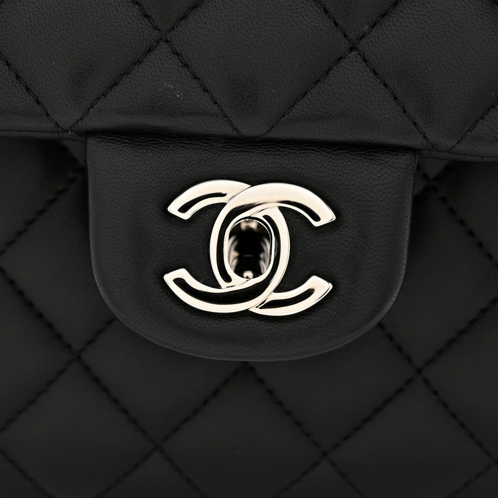 Chanel Lambskin Quilted Flap Clutch Black