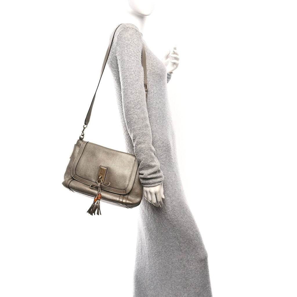 Gucci Monogram Calfskin Medium Bella Flap Bag Beige Ebony Champagne