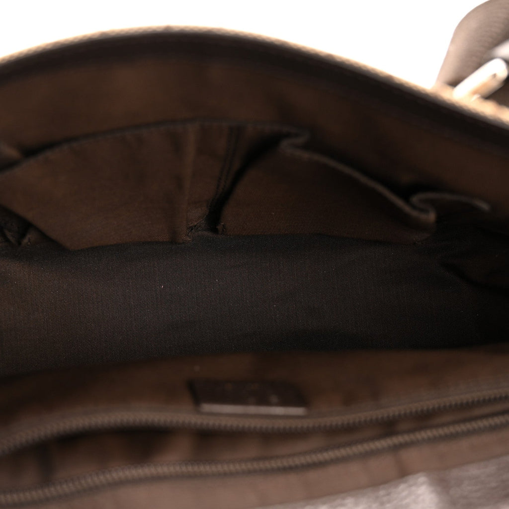 Gucci Monogram Flap Messenger Bag Beige Dark Brown