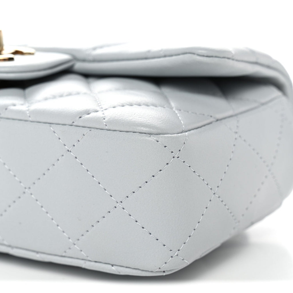 Chanel Lambskin Quilted Extra Mini Rectangular Flap Light Blue