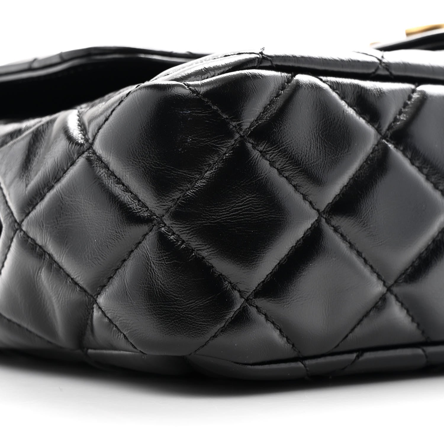 Chanel Shiny Crumpled Calfskin Quilted Wavy CC Hobo Black