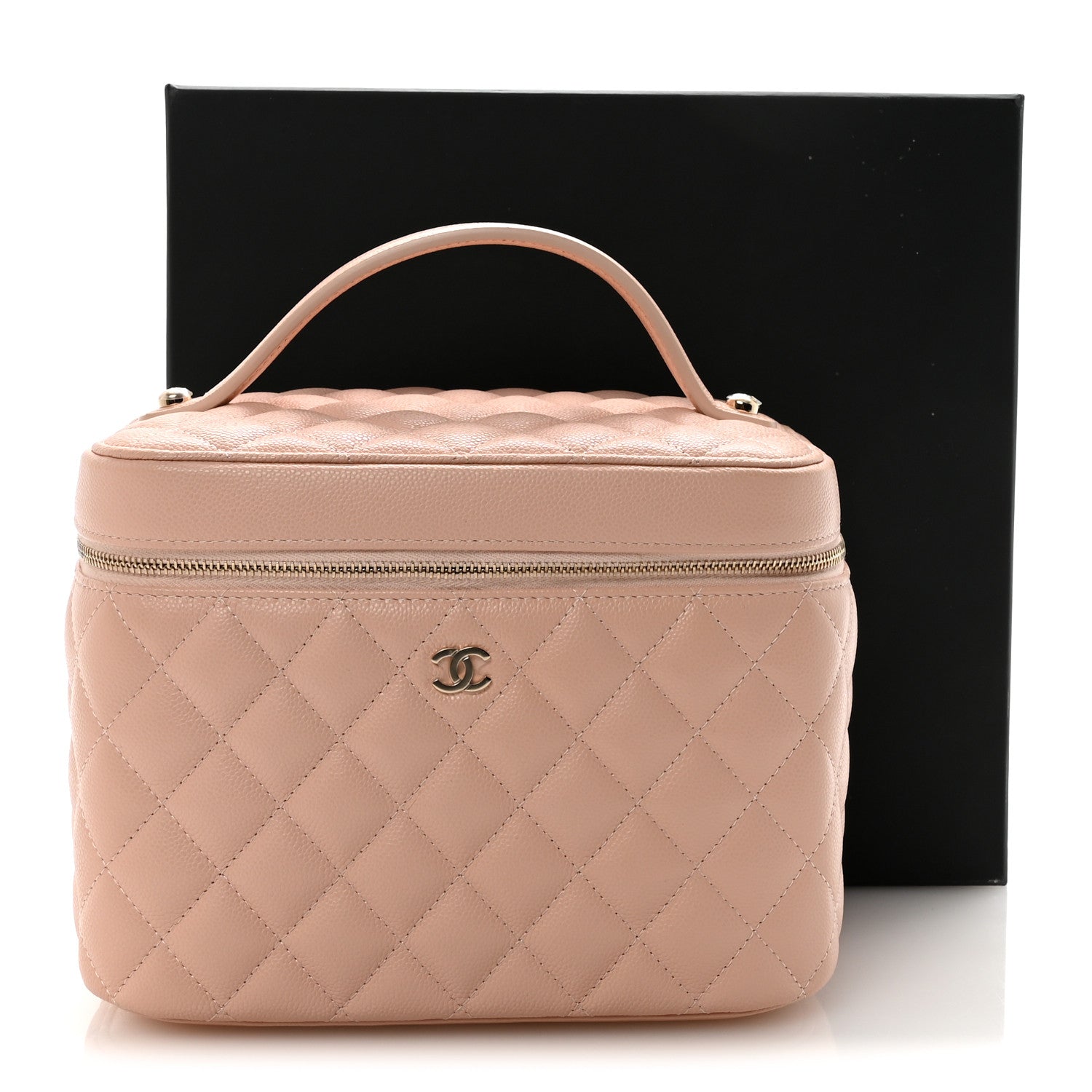 Caviar Quilted Large Vanity Pouch Light Pink