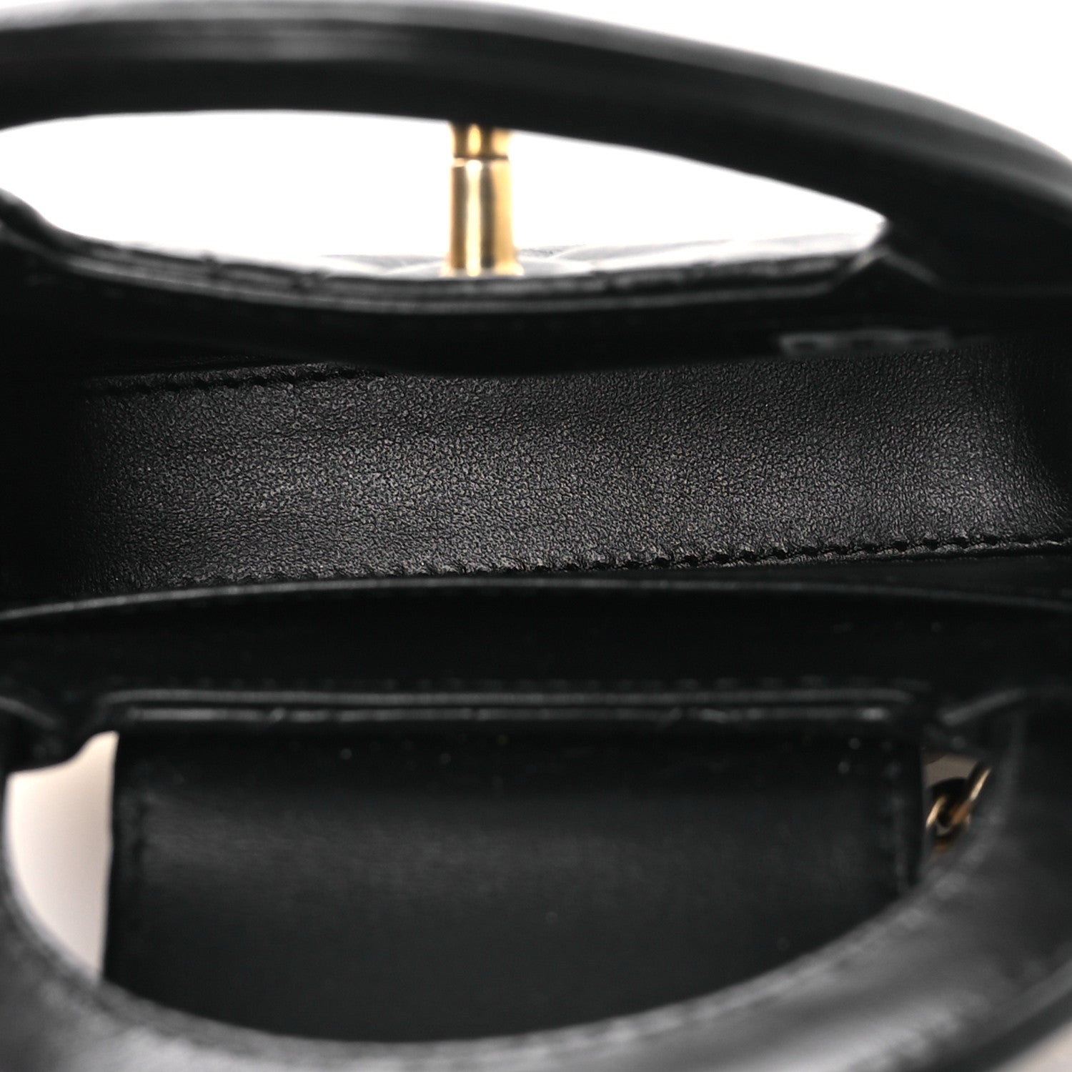 Chanel Shiny Aged Calfskin Quilted Mini Nano Kelly Shopper Black