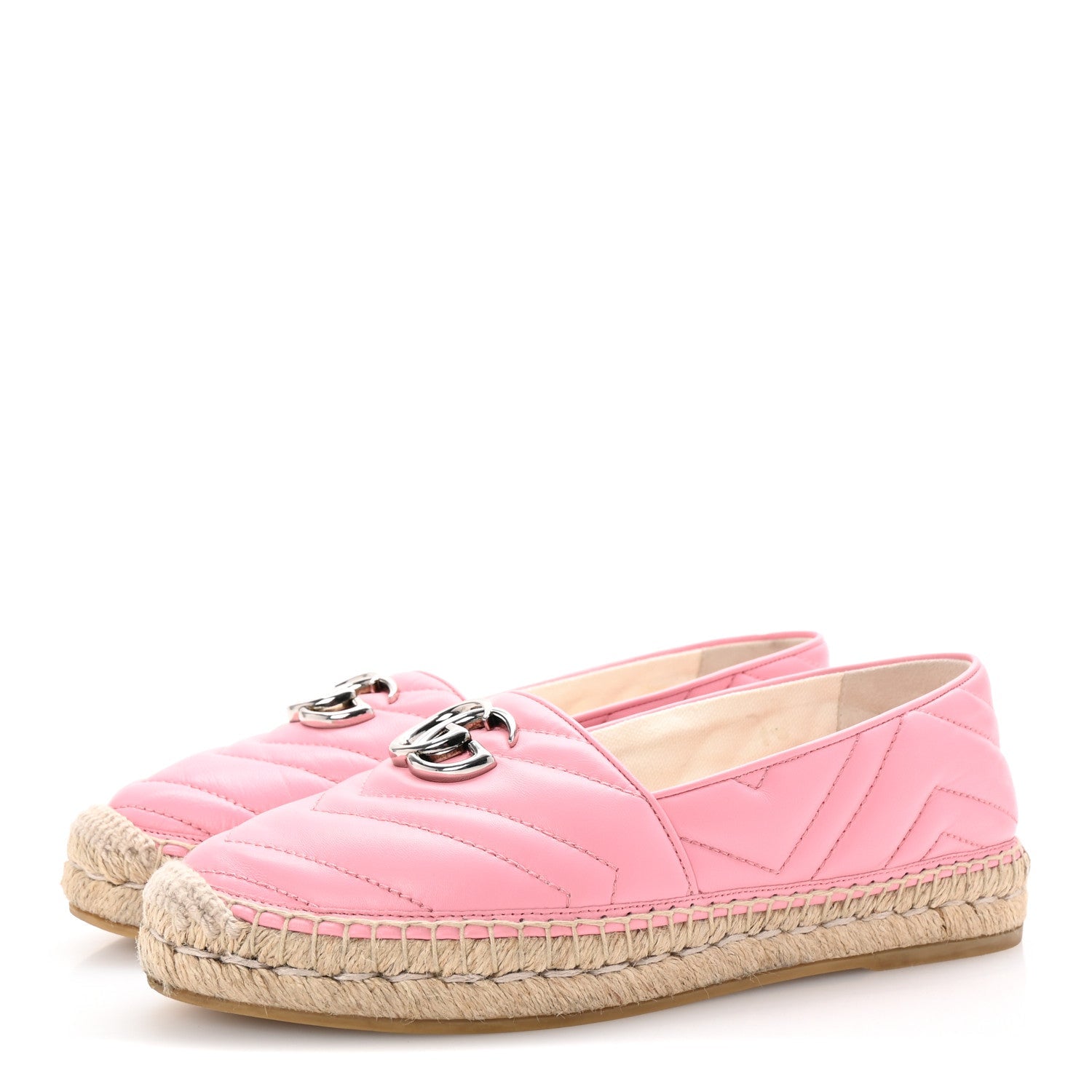 Gucci Nappa Matelasse GG Marmont Espadrilles 38.5 Wild Rose