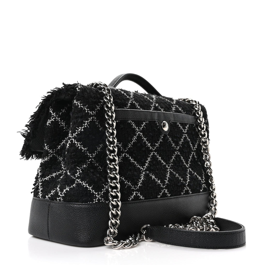 Chanel Tweed Trip Top Handle Flap Black