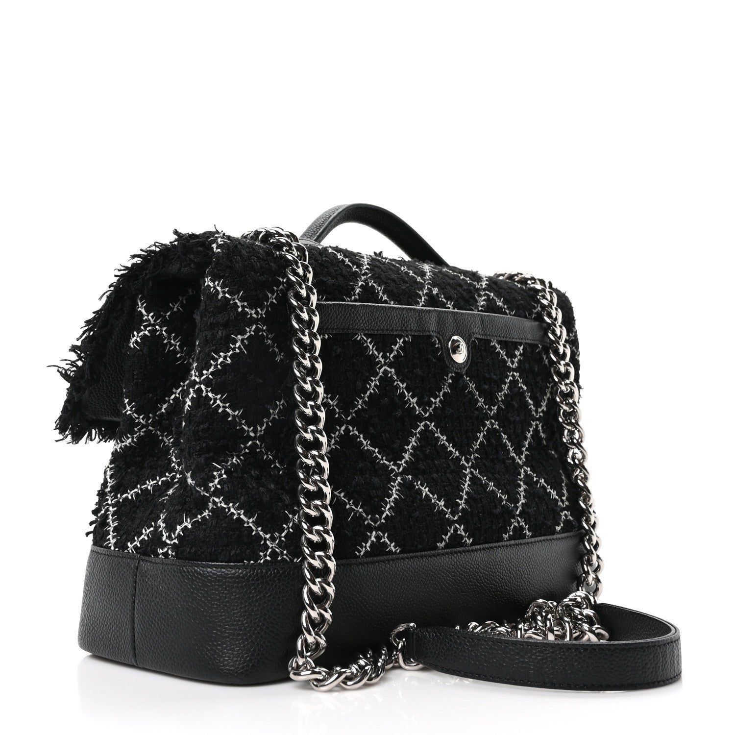 Chanel Tweed Trip Top Handle Flap Black