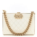 Chanel Patent Calfskin Boy Minaudiere White