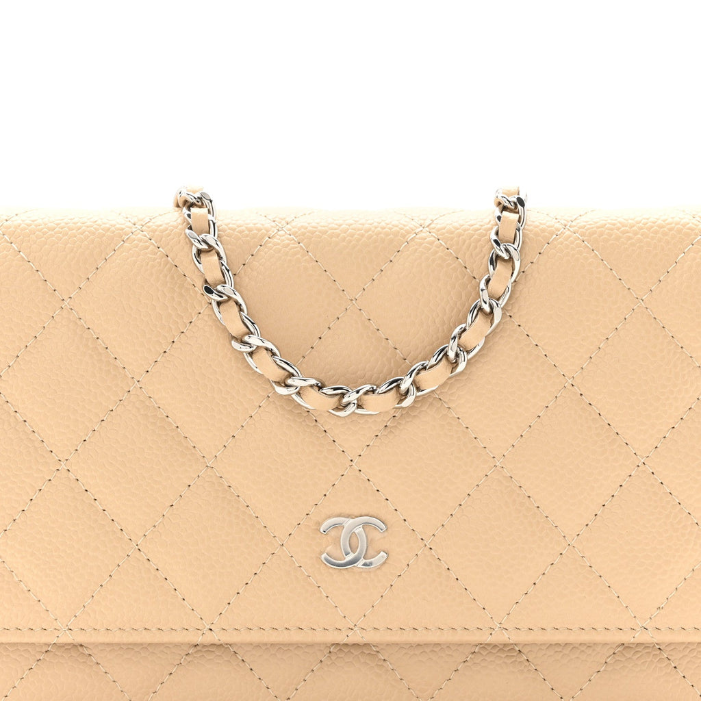 Chanel Caviar Quilted Wallet on Chain WOC Beige